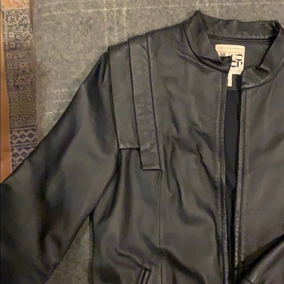 LOEFFLER RANDALL NAVY LEATHER BOMBER JACKET SZ 8 - Picture 6 of 12